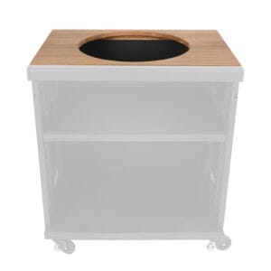 GRLLR GR-24-CON-KAU-WW modul s plinskim kuhalom i drvenom radnom pločom, prikazan kao elegantan dodatak vanjskoj kuhinji.