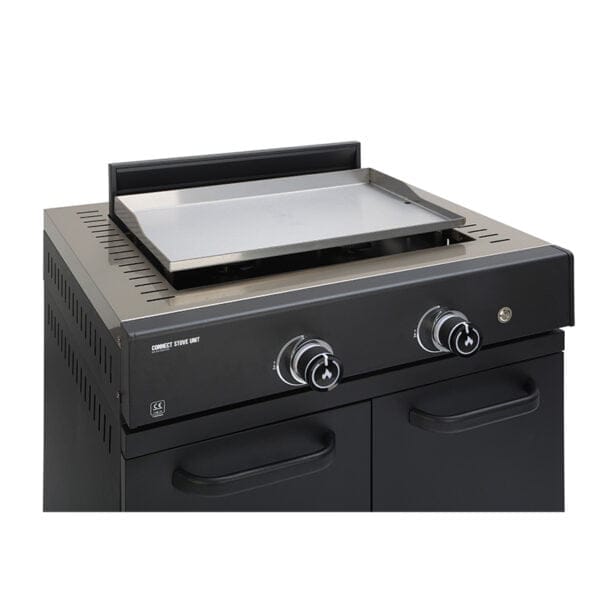 GRLLR GR-24-CON-STO-PL modul s pločom za kuhanje prikazan kao praktičan dodatak za pripremu jela u vanjskoj kuhinji.