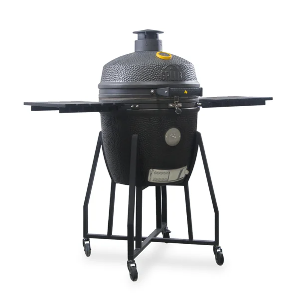 GRLLR Ember 22-inch kamado roštilj prikazan u detaljnom kadru, naglašavajući robustan dizajn i kvalitetu izrade za roštiljanje.